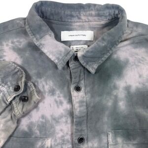 Urban Outfitters Mens Gray Tie Dye Distressed Long Sleeve Button Down‎ Shirt